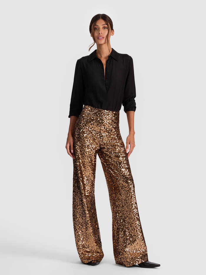 ATHENA SEQUIN PANT - GOLD/BLACK image 1 - Alice And Olivia