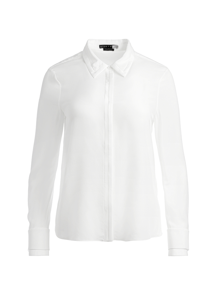 WILLA RELAXED PLACKET TOP WITH PIPING DETAIL - OFF WHITE image 5 - Alice And Olivia