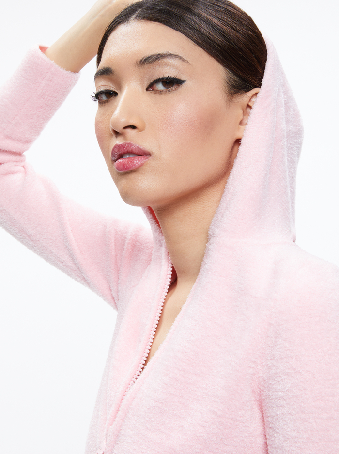 LIDELL CROPPED ZIP UP HOODIE - PETAL image 3 - Alice And Olivia