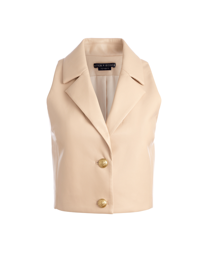 MERI CROPPED DOUBLE BREASTED BLAZER TOP - ALMOND image 5 - ALICE + OLIVIA