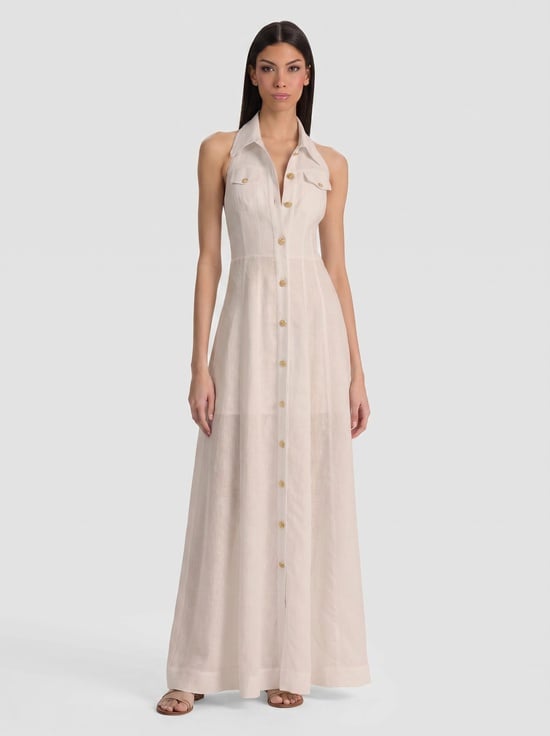 OATMEAL-KENDALL LINEN MAXI DRESS