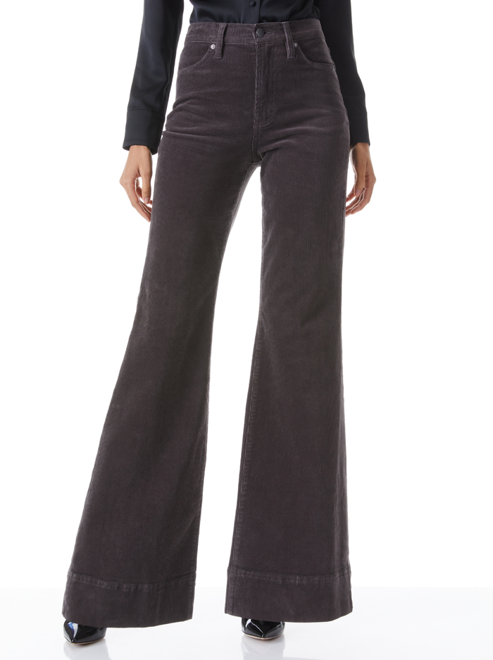 BEAUTIFUL HIGH RISE BELL JEAN - CHARCOAL - Alice And Olivia