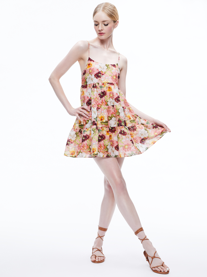 COLLEEN BABYDOLL MINI DRESS - JUNIPER FLORAL ROSE image 4 - Alice And Olivia