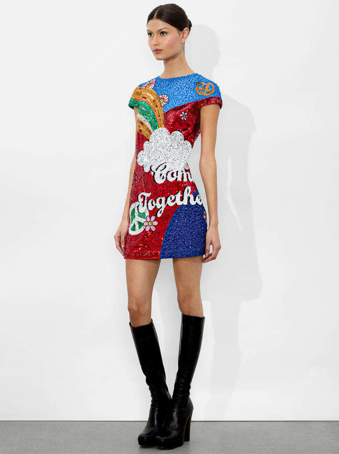 A+O X THE BEATLES CLYDE SHIFT DRESS - COME TOGETHER image 1 - Alice And Olivia