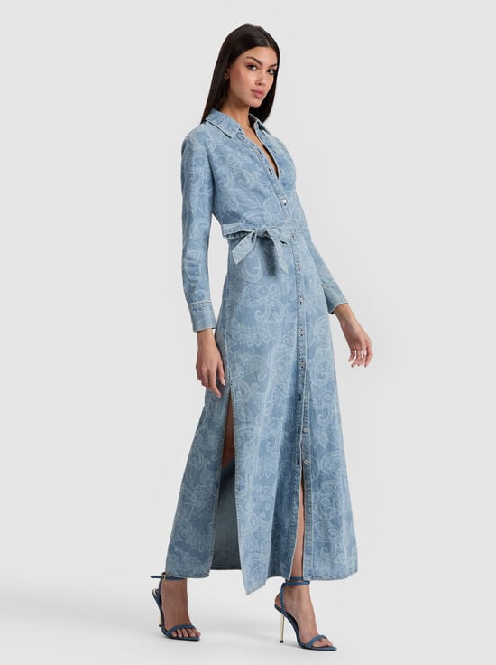 LASER PAISLEY-CHASSIDY DENIM SHIRT DRESS