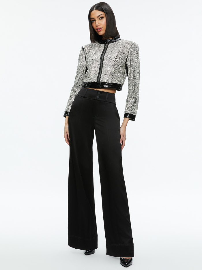 LARI CRYSTAL EMBELLISHED LEATHER JACKET - BLACK/CRYSTAL image 4 - Alice And Olivia