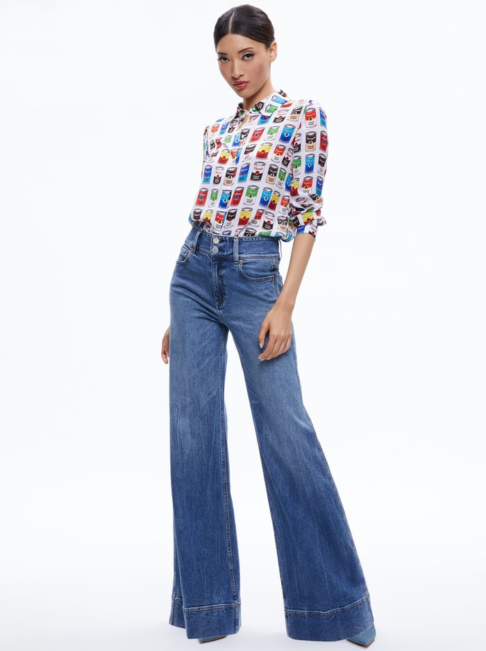 Willa Stace Face Placket Top In Stace Soup | Alice + Olivia