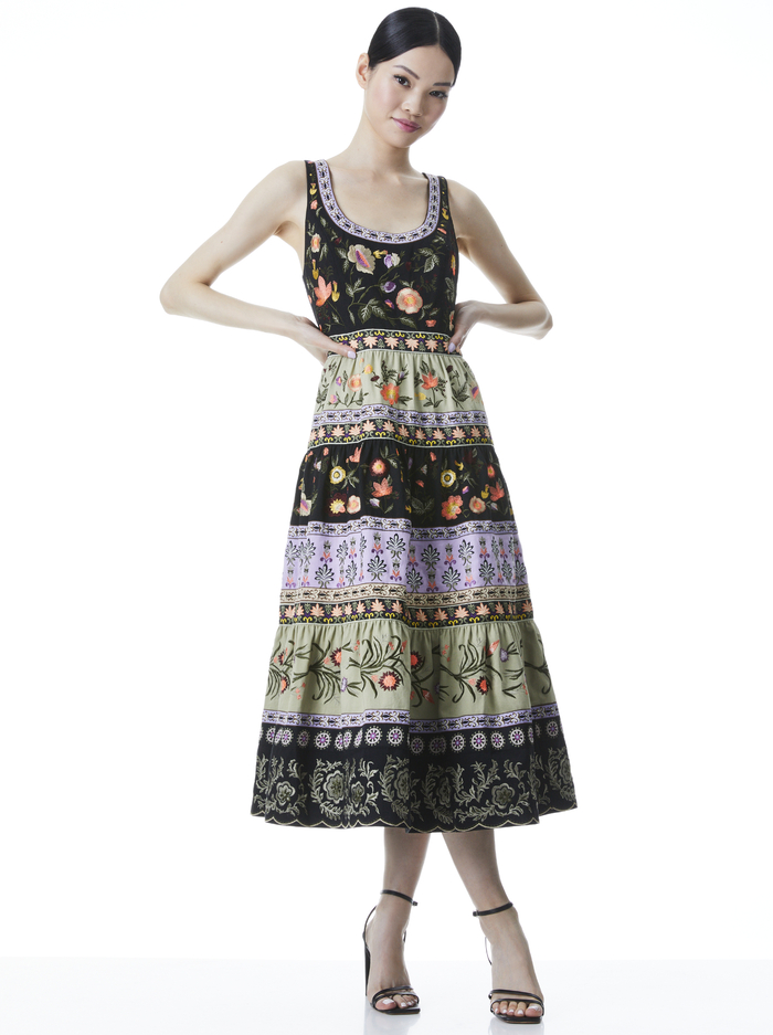 ARYA EMBROIDERED MIDI GOWN DRESS - MULTI image 2 - ALICE + OLIVIA