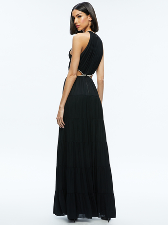 BLACK-MYRTICE EMBELLISHED CUT OUT MAXI DRESS