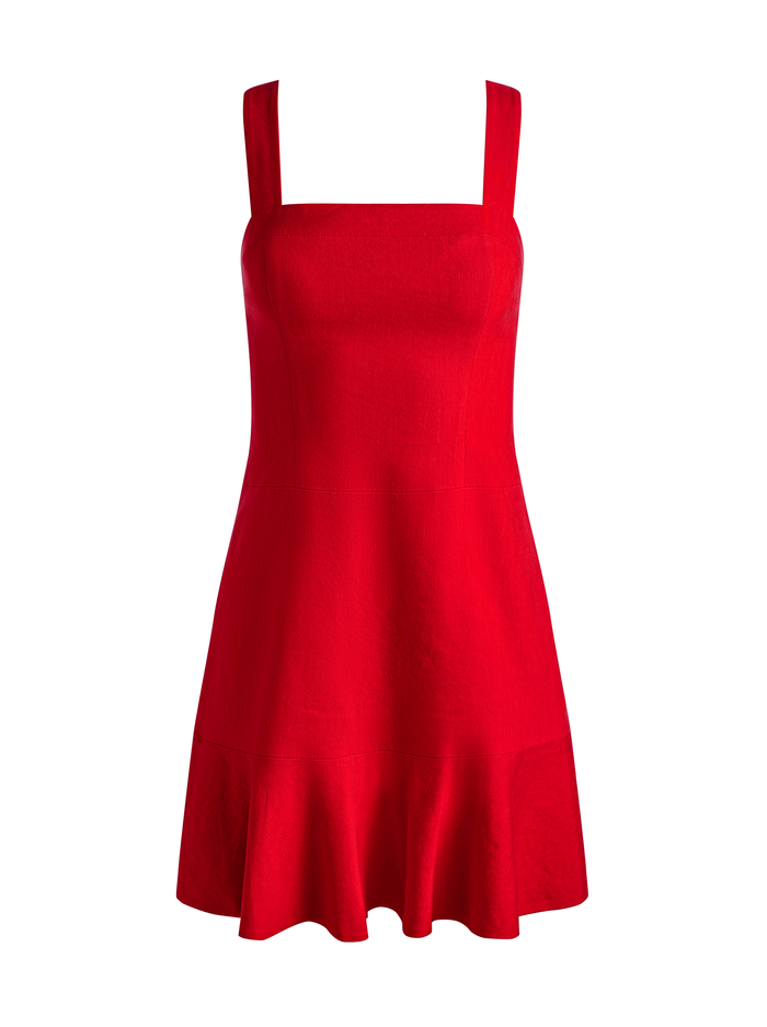 KAIDRA LINEN MINI DRESS - BRIGHT RUBY image 5 - Alice And Olivia