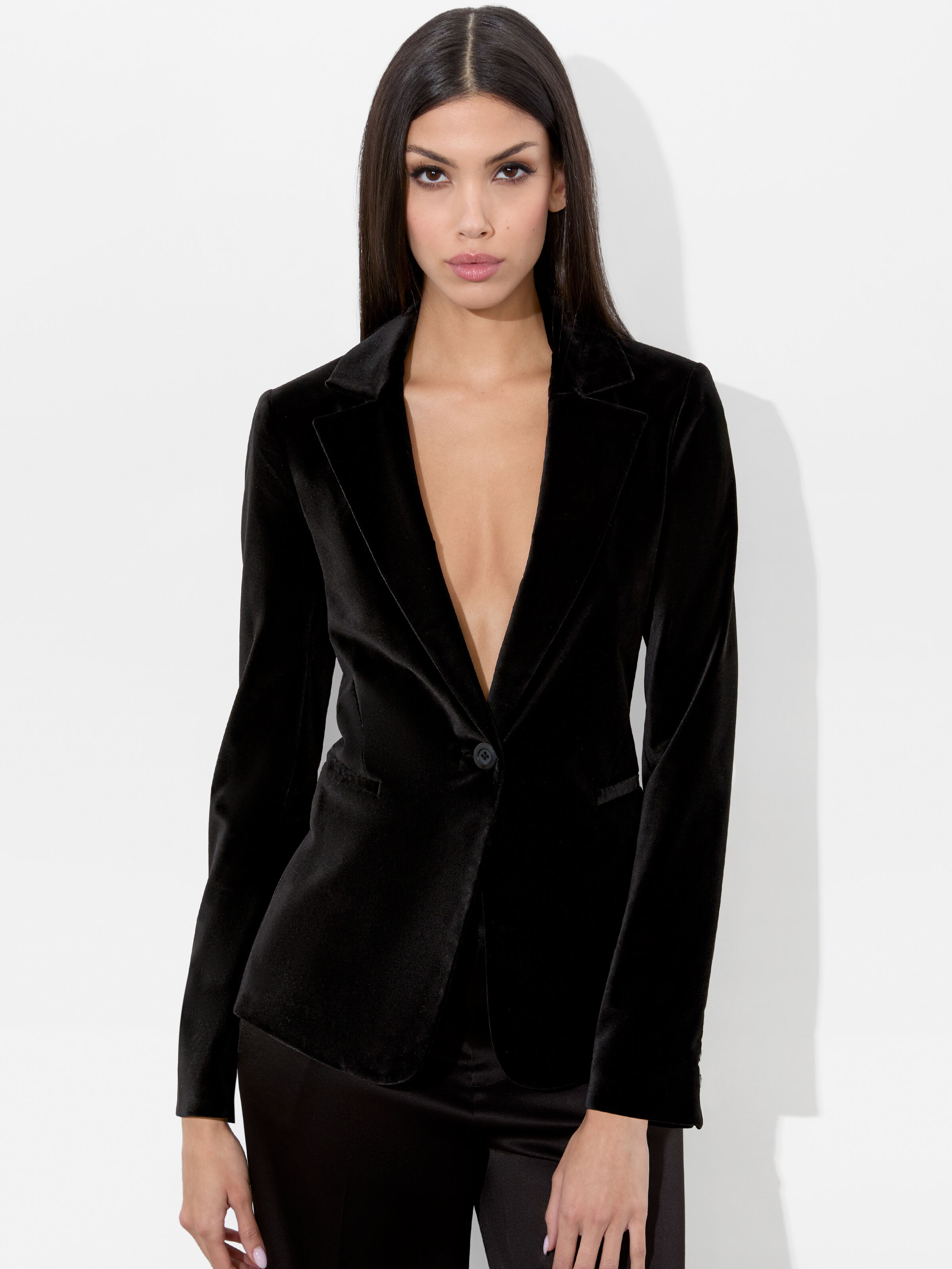 Macey Velvet Blazer In Black Alice Olivia