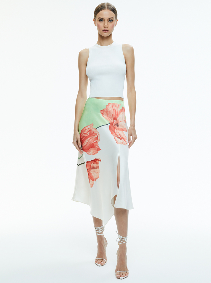HARMONY DRAPEY SLIT ASYMMETRIC SKIRT - DREAM LIFE SHARP GREEN image 4 - Alice And Olivia