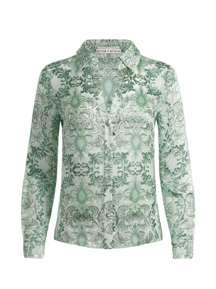 ELOISE BUTTON DOWN - VANITY PISTACHIO image 5 - Alice And Olivia