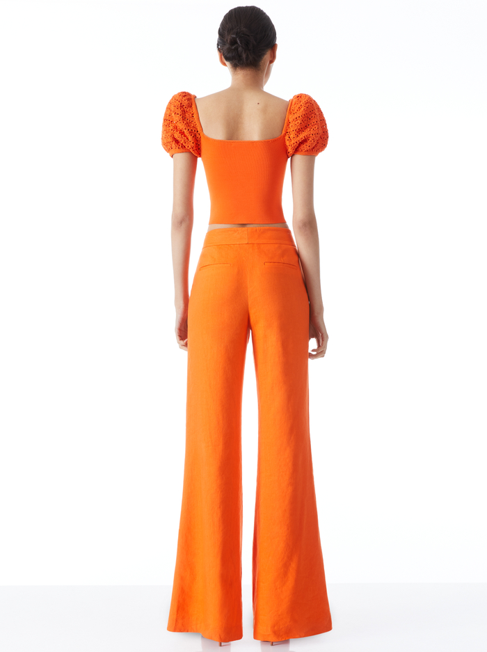 CALEY CROCHET PUFF SLEEVE CROP TOP - SIENNA image 1 - Alice And Olivia