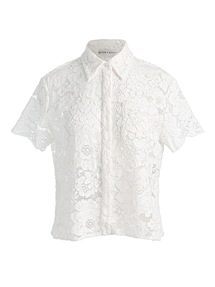 LANE LACE BUTTON DOWN - OFF WHITE image 5 - ALICE + OLIVIA
