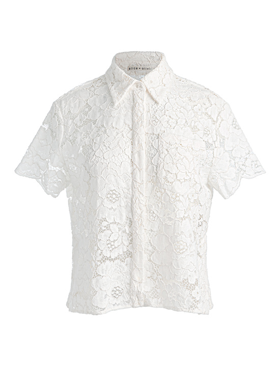 OFF WHITE-LANE LACE BUTTON DOWN