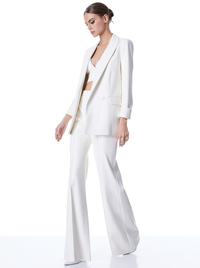 JUSTIN VEGAN LEATHER DOUBLE BREASTED BLAZER - ECRU image 4 - Alice And Olivia