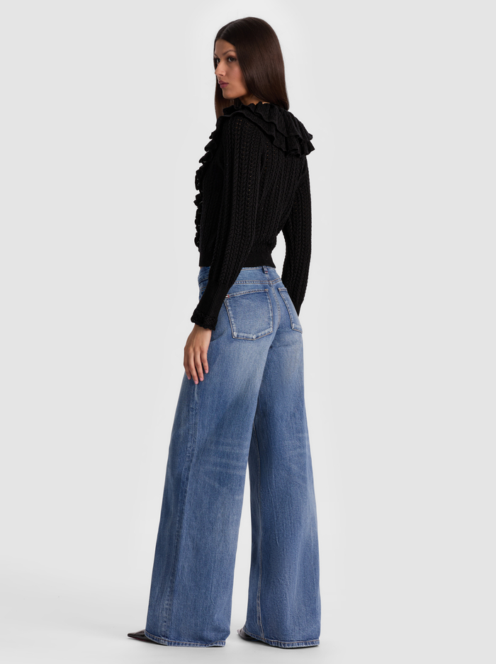 EILEEN RUFFLE CARDIGAN - BLACK image 2 - Alice And Olivia