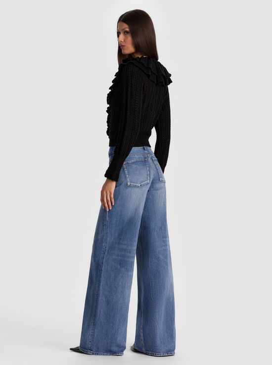 BLACK-EILEEN RUFFLE CARDIGAN