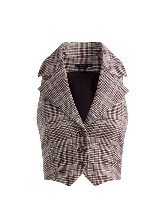 BLACK/OFF WHITE/DARK CHOCOLATE-DONNA VEST