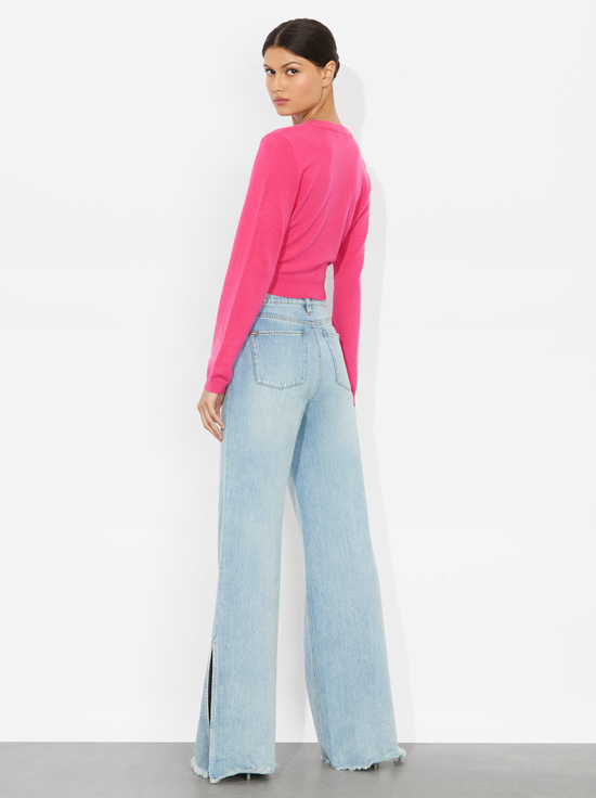 RASPBERRY-DOLLIE CASHMERE CARDIGAN
