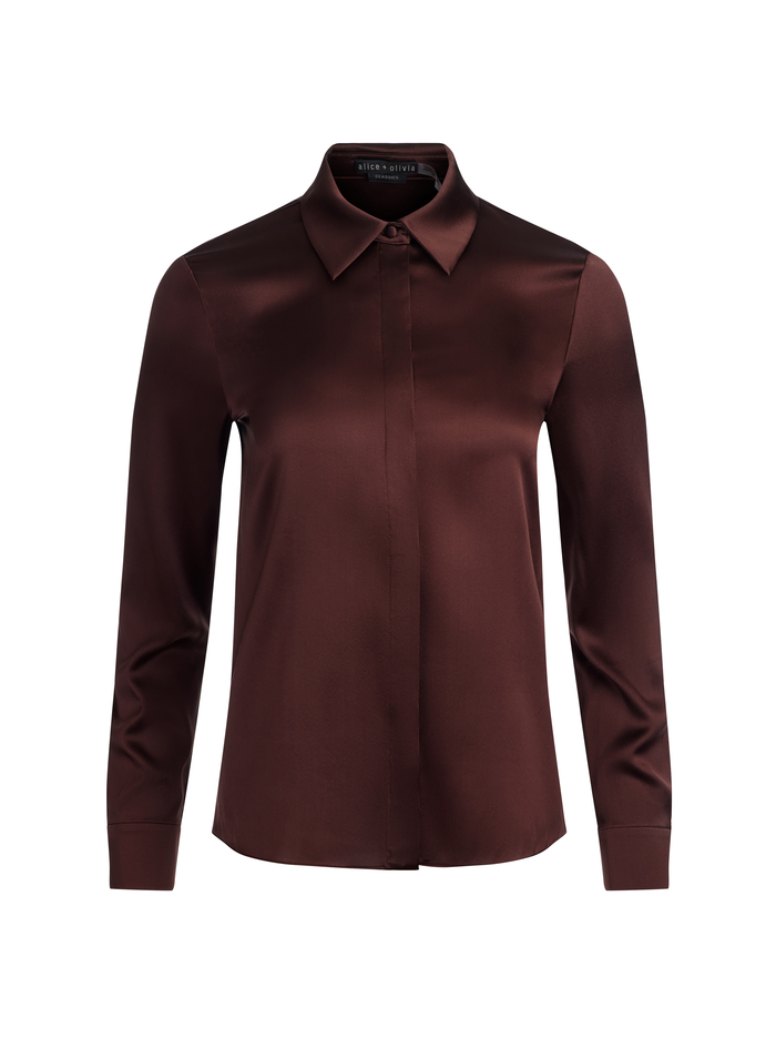 WILLA SILK BLOUSE - DARK CHOCOLATE image 5 - ALICE + OLIVIA