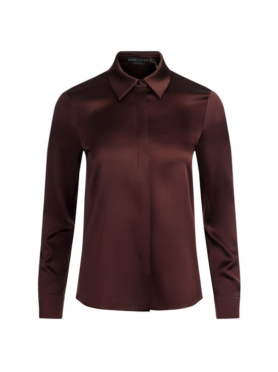 DARK CHOCOLATE-WILLA SILK BLOUSE