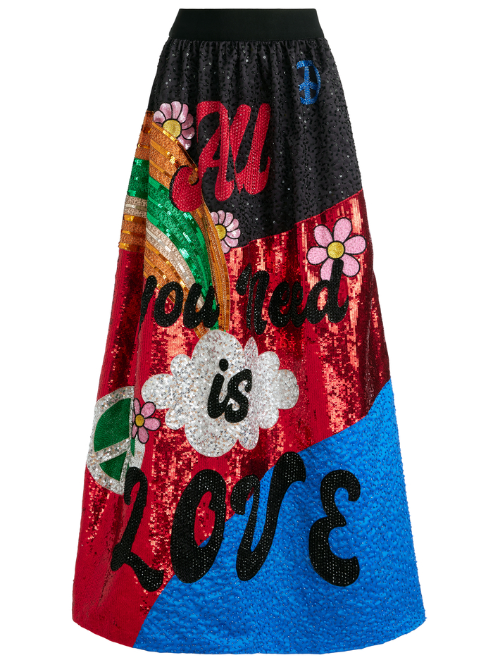 A+O X THE BEATLES TINA BALLGOWN SKIRT - ALL YOU NEED IS LOVE image 7 - Alice And Olivia