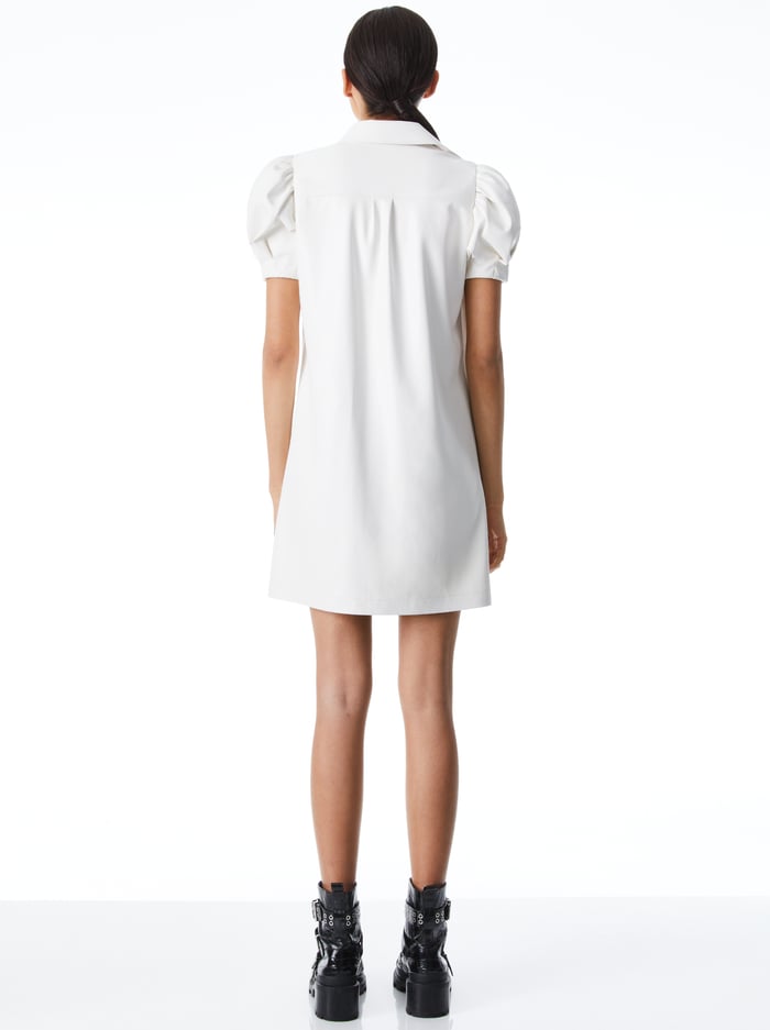 JEM VEGAN LEATHER PUFF SLEEVE DRESS - OFF WHITE image 1 - Alice And Olivia