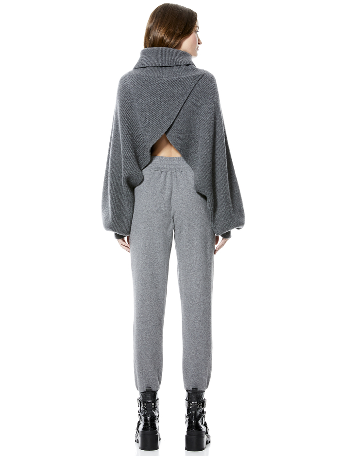 NORIKO TWO WAY PULLOVER - MED HEATHER GREY image 7 - Alice And Olivia