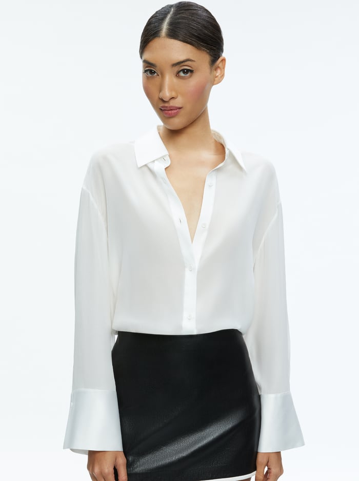 FINELY OPEN BACK BUTTON DOWN - OFF WHITE - Alice And Olivia