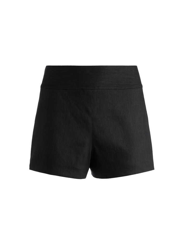 DONALD HIGH WAISTED LINEN SHORT - BLACK image 5 - Alice And Olivia