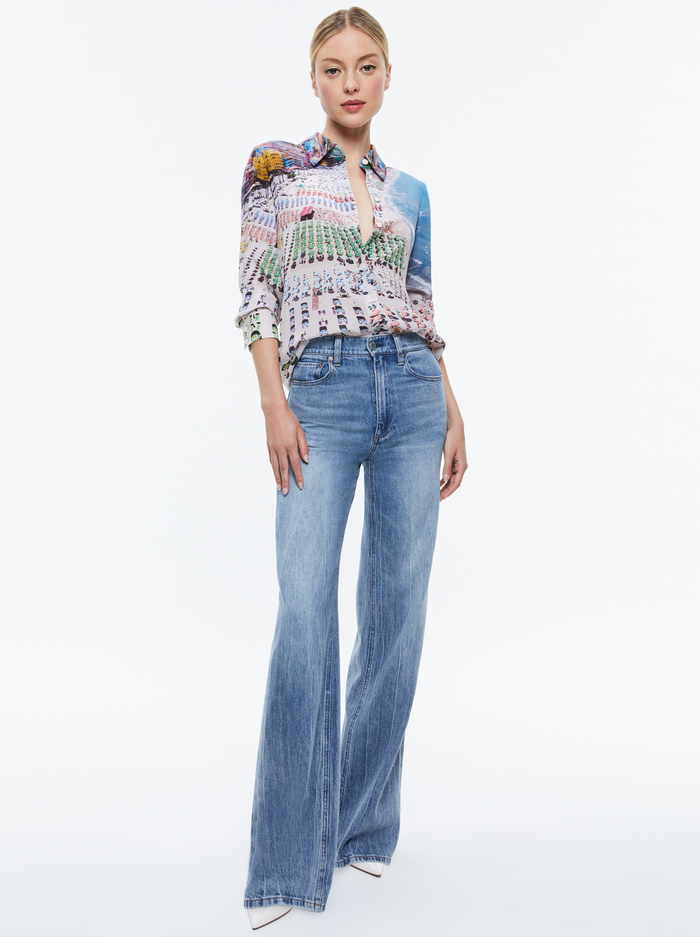 WILLA SILK BLOUSE - WHISPERING WAVES image 4 - Alice And Olivia
