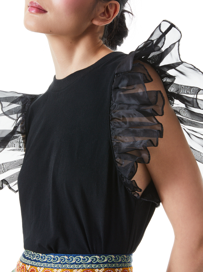 GARNER BOXY ORGANZA SLEEVE TEE - BLACK image 3 - Alice And Olivia