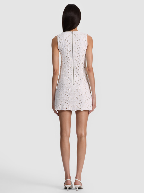OFF WHITE-CLYDE LASER-CUT DENIM DRESS