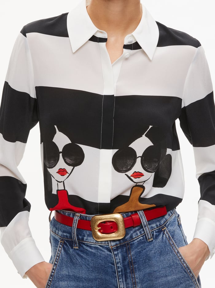 WILLA STACEFACE TOP - BLACK/MULTI image 2 - Alice And Olivia