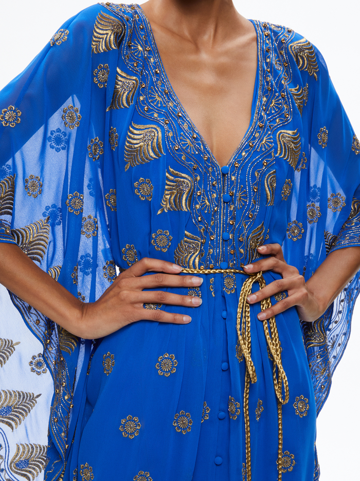 MARVA BRAID BELT MAXI KAFTAN - SAPPHIRE/GOLD image 3 - ALICE + OLIVIA