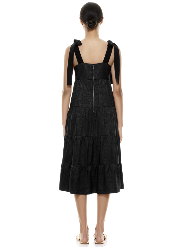 CYNTHIA TIE SHOULDER MIDI DRESS - BLACK image 2 - Alice And Olivia