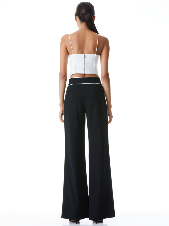 DYLAN PIPED HIGH WAIST PANT - BLACK/OFF WHITE image 1 - Alice And Olivia