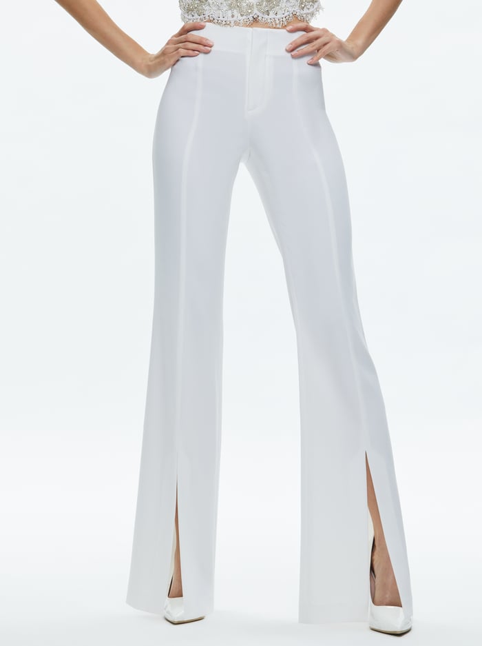 TISA LOW RISE CLEAN WAISTBAND BOOTCUT PANT - OFF WHITE - Alice And Olivia