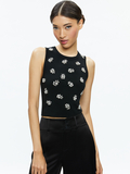 AMITY EMBELLISHED CROPPED TANK - BLACK