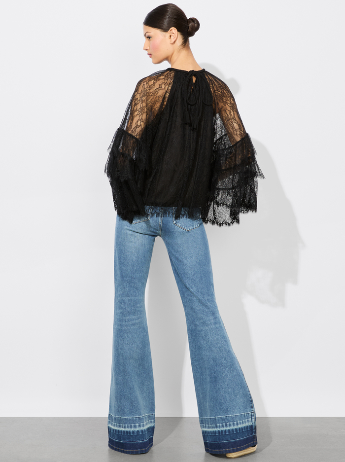 DELIA RUFFLED TUNIC TOP - BLACK image 2 - Alice And Olivia