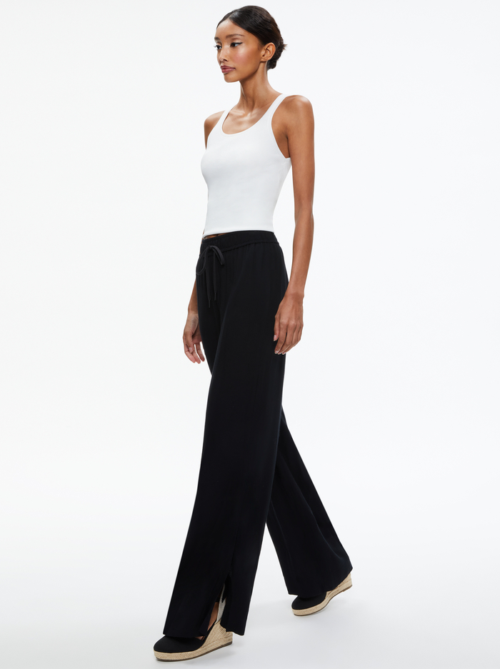SAVETTA HIGH WAISTED WIDE LEG SIDE SLIT PANT - BLACK image 4 - Alice And Olivia