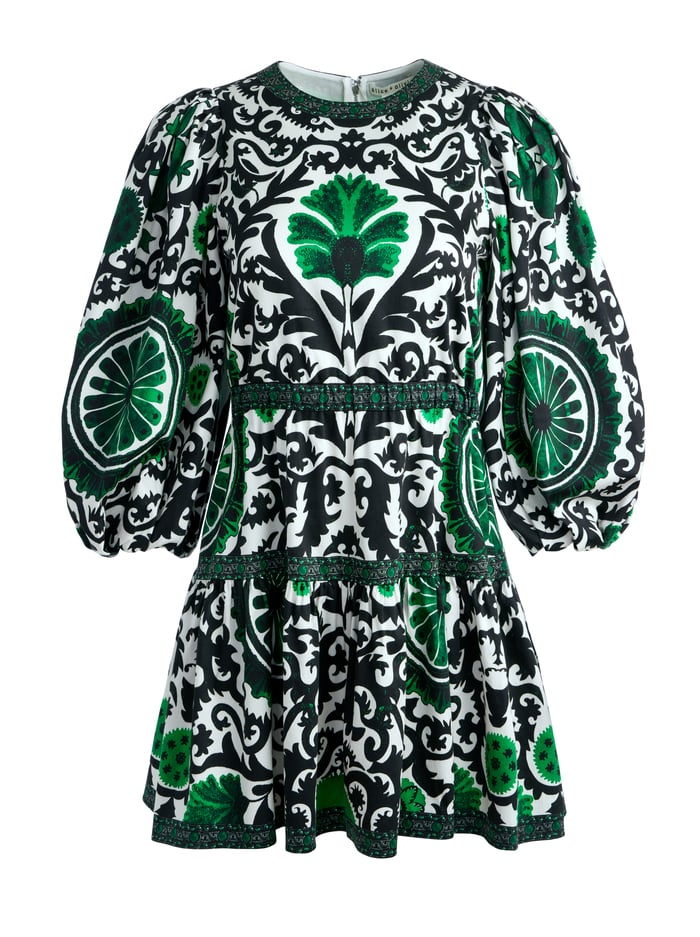 SHAYLA PLEATED SLEEVE TIERED DRESS - MONARCH LIGHT EMERALD MEDIUM image 5 - Alice And Olivia