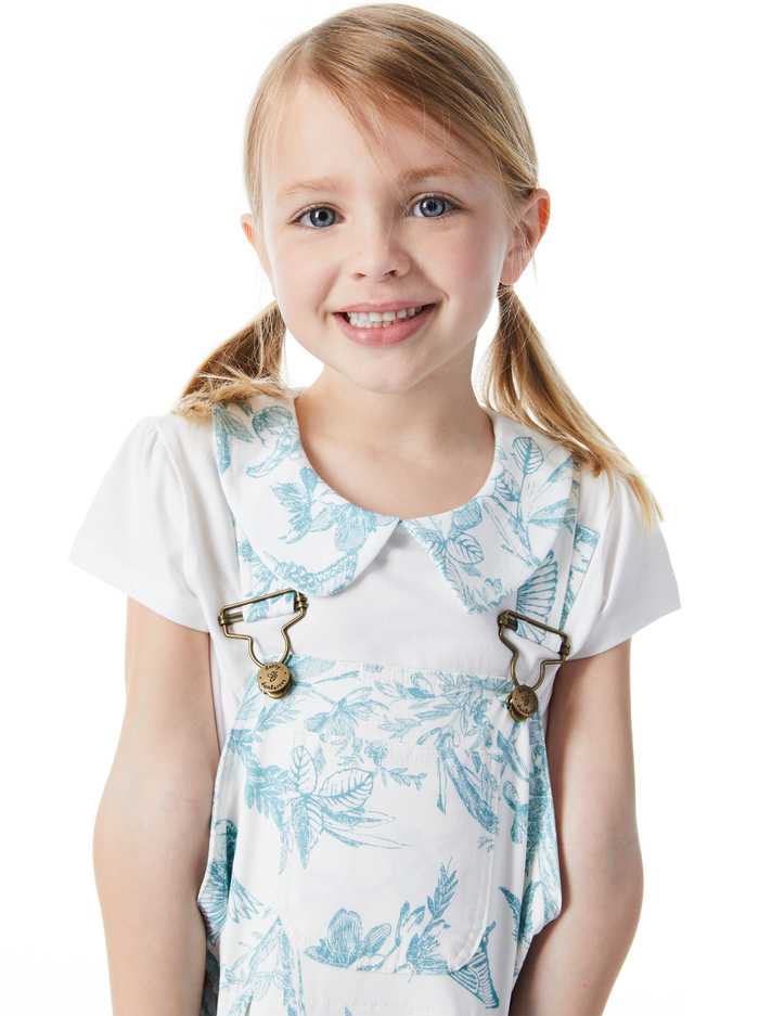 A+O x DOTTY DUNGAREES PETER PAN COLLAR TOP - ANTIQUE BUTTERFLY OFF WHITE - Alice And Olivia