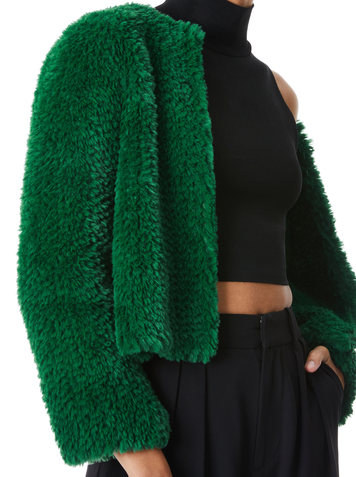FAWN FAUX FUR JACKET - DEEP EMERALD image 3 - ALICE + OLIVIA