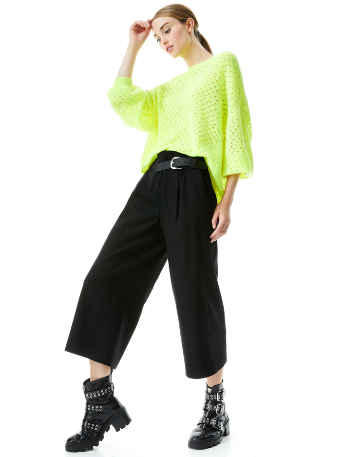 SAFFI POINTELLE PULLOVER - NEON KEYLIME image 4 - Alice And Olivia