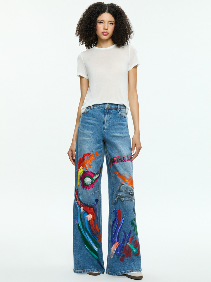 TUCKER PAINTED JEAN - AVERY BLUE/MULTI image 1 - Alice And Olivia