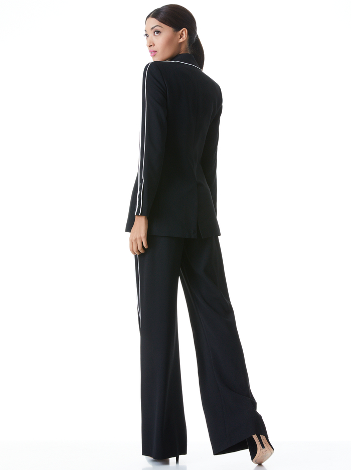 VALERIA PIPED FITTED BLAZER - BLACK/OFF WHITE image 1 - Alice And Olivia