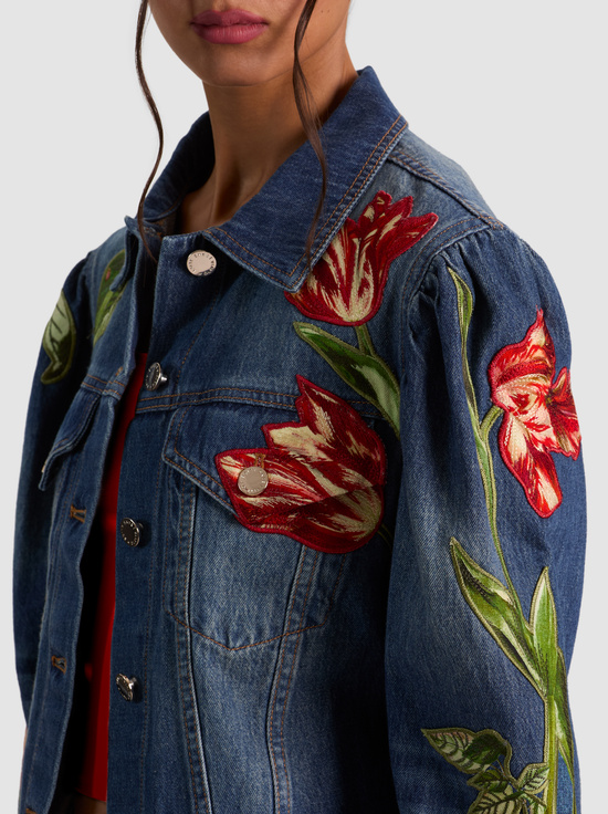 FREYJA BLUE/SOFT TULIP-ELIJAH EMBROIDERED DENIM JACKET